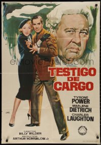 1g0659 WITNESS FOR THE PROSECUTION Spanish R1969 great Jano art of Power, Dietrich & Laughton!