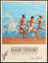 1g0340 JIMMY STEWART RELAY MARATHON signed 18x24 special poster 1986 by the star & Robert Wagner!