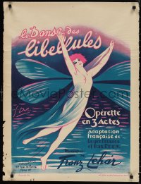 1g0463 LA DANSE DES LIBELLULES 24x32 French stage poster 1926 Georges Dola art of topless fairy!