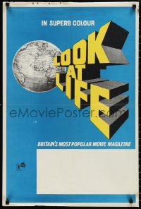 1g0348 LOOK AT LIFE 20x30 English special poster 1970s cool globe and title design!