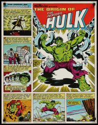 1g0356 ORIGIN OF THE INCREDIBLE HULK 22x28 special poster 1980 Stan Lee comic, Coca-Cola series!