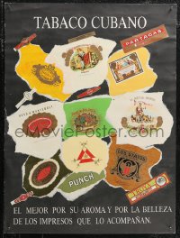 1g0268 TOBACO CUBANO 19x26 Cuban advertising poster 1960s great images of cigar labels!