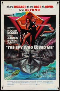 1g1430 SPY WHO LOVED ME 1sh 1977 great art of Roger Moore as James Bond by Bob Peak!