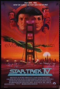 1g1433 STAR TREK IV 1sh 1986 art of Leonard Nimoy, Shatner & Klingon Bird-of-Prey by Bob Peak!