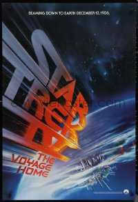 1g1434 STAR TREK IV teaser 1sh 1986 Leonard Nimoy, art of title racing towards Earth by Bob Peak!