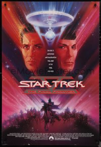 1g1435 STAR TREK V advance 1sh 1989 The Final Frontier, art of William Shatner & Nimoy by Bob Peak!