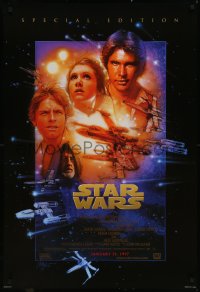 1g1437 STAR WARS style B advance 1sh R1997 George Lucas sci-fi classic, cool art montage by Drew Struzan!