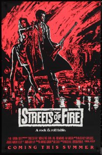 1g1447 STREETS OF FIRE advance 1sh 1984 Walter Hill, Riehm pink dayglo art, a rock & roll fable!