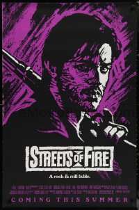 1g1446 STREETS OF FIRE advance 1sh 1984 Walter Hill, Riehm purple dayglo art, a rock & roll fable!