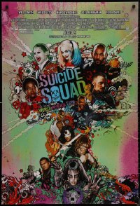 1g1452 SUICIDE SQUAD advance DS 1sh 2016 Smith, Leto as the Joker, Robbie, Kinnaman, cool art!