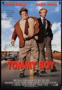 1g1462 TOMMY BOY int'l 1sh 1995 great full-length image of screwballs Chris Farley & David Spade!