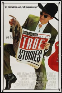 1g1472 TRUE STORIES 1sh 1986 giant image of star & director David Byrne reading newspaper!