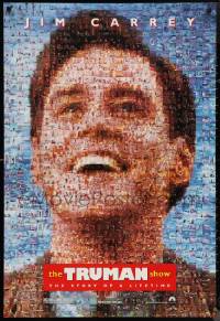 1g1473 TRUMAN SHOW teaser DS 1sh 1998 really cool mosaic art of Jim Carrey, Peter Weir