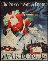 1g0423 PRESENT WITH A FUTURE 22x28 WWII war poster 1942 Adolf Dehn art of Santa giving war bonds!