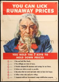 1g0429 YOU CAN LICK RUNAWAY PRICES 20x28 WWII war poster 1943 J. Montgomery Flagg art of Uncle Sam!