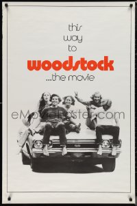 1g1495 WOODSTOCK teaser 1sh 1970 great image of teens sitting on a 1969 Chevy Chevelle SS!