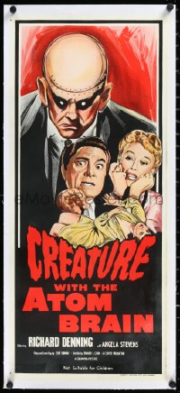 1h0826 CREATURE WITH THE ATOM BRAIN linen Aust daybill 1960s art of monster over Denning & Stevens!