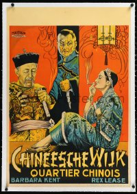 1h0854 CHINATOWN AFTER DARK linen pre-war Belgian 1931 cool art of Asian Carmel Myers, ultra rare!