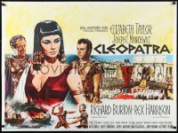 1h0610 CLEOPATRA British quad 1964 Tom William Chantrell art of Liz Taylor, Burton & Harrison, rare!