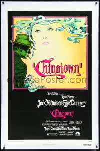 1h0993 CHINATOWN linen 1sh 1974 Roman Polanski, Jim Pearsall art of Jack Nicholson & Faye Dunaway!