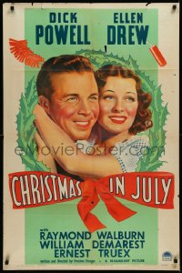 1h0256 CHRISTMAS IN JULY 1sh 1940 classic Preston Sturges screwball comedy with Powell & Drew, rare!