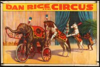 1h0568 DAN RICE CIRCUS 28x42 circus poster 1930s elephant, horse, dog & monkey, ultra rare!