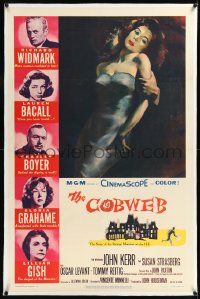 1h0998 COBWEB linen 1sh 1955 Richard Widmark, Lauren Bacall, Charles Boyer, Gloria Grahame, Gish