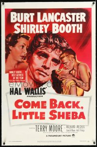 1h1000 COME BACK LITTLE SHEBA linen 1sh 1953 Burt Lancaster, Shirley Booth, Terry Moore, Jaeckel!