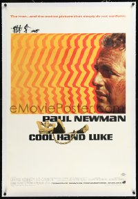 1h1002 COOL HAND LUKE linen 1sh 1967 prisoner Paul Newman refuses to conform, cool art by James Bama!