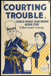 1h1005 COURTING TROUBLE linen 1sh 1932 art of Charles Murray & Herring, Mack Sennett, ultra rare!