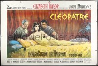 1h0106 CLEOPATRA linen French 2p 1963 Terpning art of Elizabeth Taylor, Richard Burton & Rex Harrison!