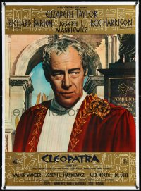 1h0786 CLEOPATRA linen Italian 27x37 pbusta 1964 best close up of Rex Harrison as Julius Caesar!