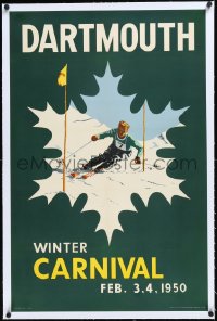 1h0728 DARTMOUTH WINTER CARNIVAL linen 22x34 special poster 1950 Colin Stewart skiing art, rare!