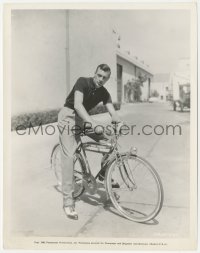 1j1467 GARY COOPER candid 8x10.25 still 1936 riding his personalized bicycle on the studio lot!