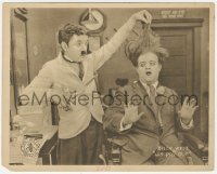 1j1413 HIS DAY OUT 8x10 LC 1918 barber & Chaplin imitator Billy West with giant scissors, rare!