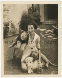 1j1505 MAUREEN O'SULLIVAN 8x10.25 still 1934 at home posing with her stuffed animals on the lawn!