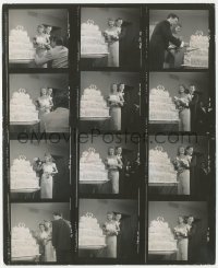 1j1531 RITA HAYWORTH/DICK HAYMES 8.25x10 contact sheet 1953 newlyweds with their wedding cake!