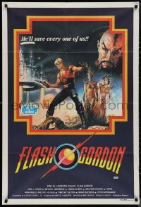 1j0330 FLASH GORDON Aust 1sh 1981 art of Sam Jones, Melody Anderson & Max Von Sydow!