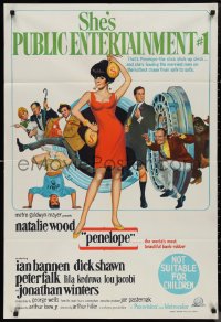 1j0334 PENELOPE Aust 1sh 1966 Maurice Thomas art of sexiest Natalie Wood with big money bags and gun!