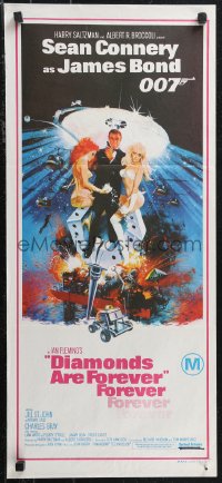 1j0814 DIAMONDS ARE FOREVER Aust daybill 1971 art of Connery as James Bond by Robert McGinnis!