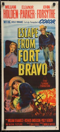 1j0816 ESCAPE FROM FORT BRAVO Aust daybill 1953 William Holden, Eleanor Parker, John Sturges directed!