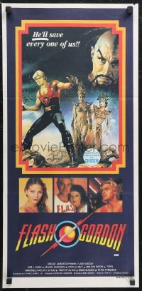 1j0818 FLASH GORDON Aust daybill 1981 Casaro art of Jones, Anderson, sexy Ornella Muti & Von Sydow!