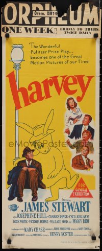 1j0826 HARVEY Aust daybill 1951 James Stewart sitting w/6 foot imaginary rabbit, Orpheum, very rare!