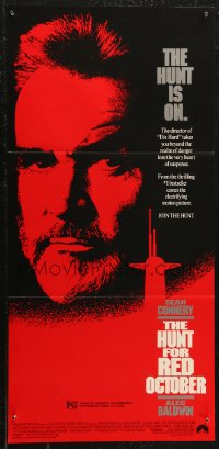 1j0828 HUNT FOR RED OCTOBER Aust daybill 1990 Russian military submarine captain Sean Connery!