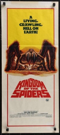 1j0834 KINGDOM OF THE SPIDERS Aust daybill 1977 cool different artwork of giant hairy spiders!