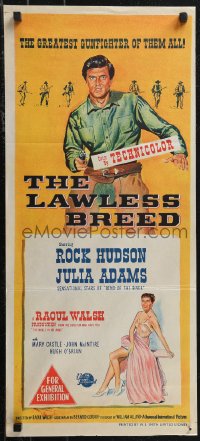 1j0836 LAWLESS BREED Aust daybill 1953 cowboy Rock Hudson with gun & sexy Julie Adams!