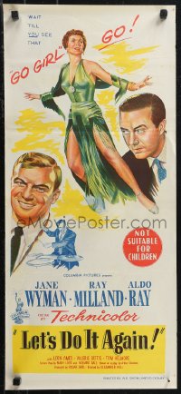 1j0837 LET'S DO IT AGAIN Aust daybill 1953 Milland & Jane Wyman, musical remake of The Awful Truth!