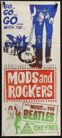 1j0842 MODS & ROCKERS Aust daybill 1964 Mick Fleetwood, rock 'n' roll, with music by the Beatles!