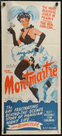 1j0843 MONTMARTRE Aust daybill 1950 art of the most beautiful can-can dancer in France, ultra rare!