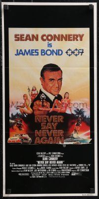 1j0845 NEVER SAY NEVER AGAIN Aust daybill 1983 art of Sean Connery as James Bond 007 by R. Obrero!